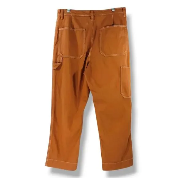 Gap Work-Force Carpenter Crop Pants 14 Summer Spice Brown Utility Canvas EUC - Picture 2 of 11